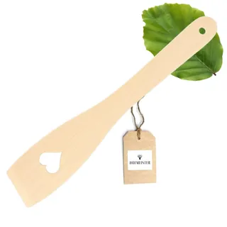HOFMEISTER® Pfannenwender mit Herz, antibakteriell, hitzebeständig & plastikfrei, keine Kratzer in beschichteten Pfannen, kein Plastik im Essen, 100% Naturprodukt, Buchen-Holz, 30 cm