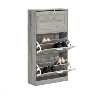 SoBuy FSR137-L-HG Schuhkipper Schuhablage Schuhschrank mit 2 Klappen Schuhregal schmal Schuhkommode BHT ca. 60x115x23cm - (B)60 x 115 x 23 cm, Garderobe, Schuhaufbewahrung,