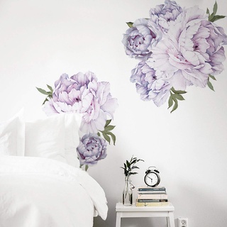 Clest F&H Lila Pfingstrose Blume Wandaufkleber Home Decoration Abnehmbares PVC Umweltfreundliche Wanddekoration DIY