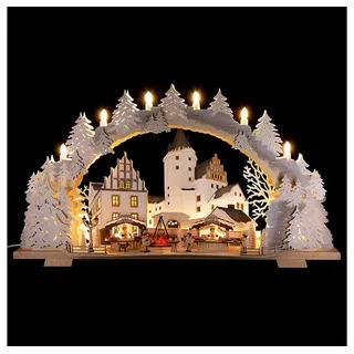 Tietze Erzgebirgsdesign Schwibbogen Schwibbogen Schlossweihnacht Schwarzenberg verschneit (72x43cm) von Ti