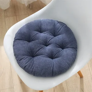 Hiseng Cord Sitzkissen Tatami Stuhlkissen Runde Weiches Baumwolle Dickes Matratzenkissen Bodenkissen Sitzpolster für Esszimmer Küche Terrasse Stuhl Bank (Blau,40x40cm)