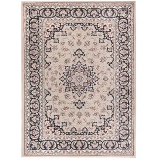 Carpeto Rugs Traditioneller Klassischer Teppich für Ihre Wohnzimmer - Beige Schwarz - Perser Orientalisches Heriz Keshan Muster - Blumen Ornamente - Top Qualität Pflegeleicht AYLA 200 x 300 cm Groß