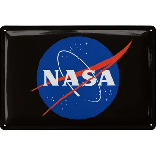 LANOLU Blechschild retro NASA Merchandise - NASA Geschenke für Science Fans zum Geburtstag - offizielles Merchandise Meatball Logo - original NASA Poster aus Metall - vintage Metallschild, 20x30 cm
