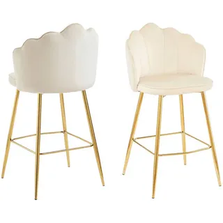 SalesFever Barhocker 2er-Set 52 x 100 x 54 cm Beige/Gold