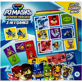 Selecta Spielzeug PJ Masks 3in1 Memo Lotto Domino (Deutsch, Englisch, Finnisch, Französisch, Niederländisch, Norwegisch, Polnisch, Schwedisch, 2 - 4 Spieler)