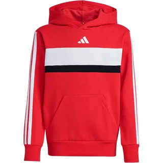 adidas Seasonal Essentials Tiberio 3-Streifen Kinder Kapuzensweater, rot - 128