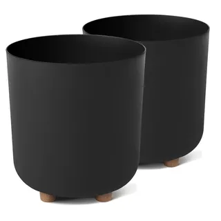 Tymar Übertöpf mit Füßen, 2-er Pack Blumenübertopf, Blumentopf, matt, Pflanzgefäß für Außen und Innen_Sofia (Schwarz, ø 24 cm)