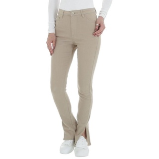 Ital-Design High-waist-Jeans Damen Freizeit Stretch High Waist Jeans in Beige beige|braun S/36