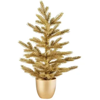 Kaemingk Künstlicher Weihnachtsbaum, Tannenbaum künstlich 44x60cm im Topf Gold goldfarben