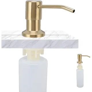 Seifenspender Küche Einbau, Spülmittelspender Küche mit 300ml Flasche Duschseifenspender Einbau mit 360° Drehbarer Pumpe für Küche Badezimmer Waschbecken (Gold)