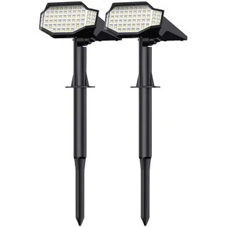 2er-Set High-Power-Solar-LED-Gartenspots, 650 lm, IP65, warmweiß