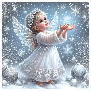 SHEGZHUC 30x30cm Diamond Painting Erwachsene Engel Elfen Fee Schnee Winter | Diamant Malerei Bilder Schutzengel Weihnachten, Mosaik Stickerei Kunst Kreuzstich Geschenk, Wanddekoration für Schlafzimmer