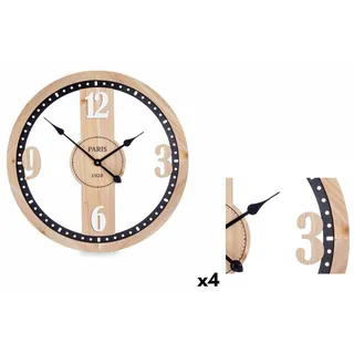 Gift Decor Uhr Wanduhr Schwarz Metall Holz MDF 60 x 60 x 4,5 cm 4 Stück Wohnzimmer schwarz