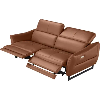 2,5-Sitzer EGOITALIANO "Dafne, elegantes Designsofa mit hohem Sitzkomfort", rot (brick), B:208cm H:97cm T:108cm, Leder »BULL« (echtes Rindsleder). Geschliffenes, pigmentiertes und behandeltes Rindsleder mit einer Dicke von 1, 3-1, 5 mm. Dieses Leder zeigt eine ziemlich weiche Hand mit einem halb undurchsichtigen Aussehen. Es handelt sich um ein geschütztes Leder. Eine leichte Deckschicht schützt sie vor Flecken, ohne ihre ursprünglichen Eigenschaften zu verändern. Die geschützten Leder kombinieren die
