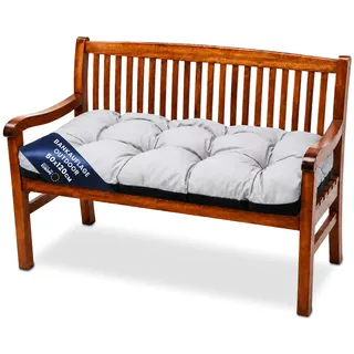 Amazinggirl Bankauflage Outdoor Sitzkissen 120x50 cm für Gartenbank Hollywoodschaukel & Sitzbank - Sitzpolster Bank Polster für Gartenmöbel Sitzauflage Bankkissen Indoor Outdoor Hellgrau