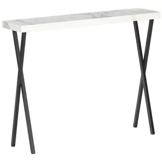LebensWohnArt Konsolentisch Moderner Konsolentisch TURIN 100cm weiss Marmor-Optik Metallgestell