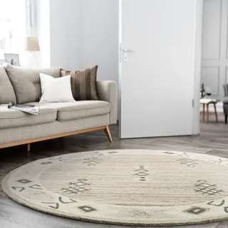 THEKO Royal Berber Wollteppich 190 x 190 cm Beige