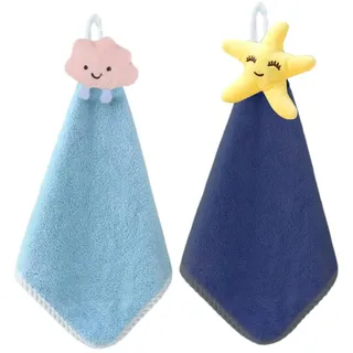 Kinder Hand Handtuch,2 Stück Kinderhandtuch Set Mikrofaser Absorbierende Handtücher Hängenden Schnell Trocknend Trocknende Waschlappen mit Aufhängeöse Baby Badetuch Duschtuch für Küche und Badezimmer