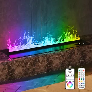 Wasserdampf-Kamin,Mehrere Flammenfarben Keine Heizung 200cm | TUYA App Control, Fernbedienung, Mehrfarbige Flamme, 3D Wasserdampfeffekt, Für Schlafzimmer, Heimdekor, Befeuchtung