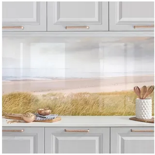 Bilderdepot24 Küchenrückwand beige dekor Strand Meer Natur Wandpaneel Küche Dünentraum, (1-tlg., Nischenrückwand - für Fliesenspiegel ohne Bohren - matt), Spritzschutz Rückwand Küche Herd - Folie selbstklebend versch. Größen beige 175 cm x 50 cm