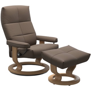 STRESSLESS Sessel mit Hocker David Classic Leder Braun Batick Mole S (Small)