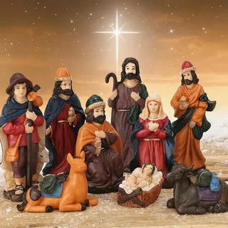 Krippenfiguren Weihnachten Krippe 9Tlg bis 15 cm Figuren Jesus Mario XXL GROß