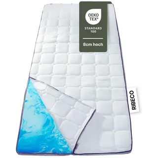 RIBECO GERMANY Gelschaumtopper Aaron, Topper 100x200 cm, 8 cm Höhe | hochwertiger Matratzentopper, atmungsaktiver Gelschaum für optimale Druckentlastung