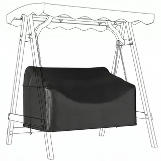 Outsunny Hollywoodschaukel Abdeckung 2 Sitzer, Wasserdicht Winddicht Schutzhülle für Gartenschaukel, UV-Beständig Abdeckplane für Hängesessel, Gartenmöbel, 142 x 76 x 81 cm Schwarz   Aosom