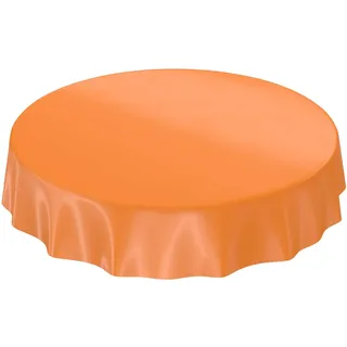 Wachstuchtischdecke Wachstuch abwaschbare Tischdecke Uni Glanz Einfarbig Orange Eingefasst Rund 120cm