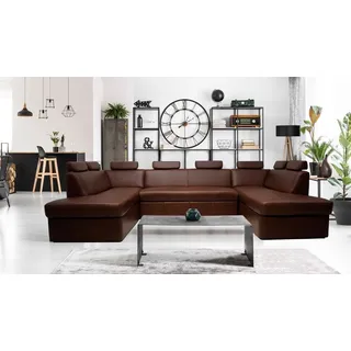 Rindsleder Ecksofa "Antalya U-FORM" Echt Leder Sofa Couch mit Bettfunktion