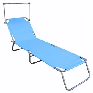 VCM Gartenliege 185 x 55 x 24 cm blau klappbar 