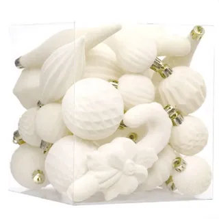 Yuanpgky Weihnachtsbaumschmuck-Set mit 28 beflockten Weihnachtskugeln, elegante Styropor-Kugel-Ornamente für Urlaubsdekoration (beige)