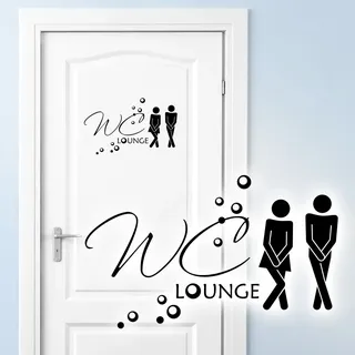 Grandora Wandtattoo Türaufkleber WC Lounge + Piktogramm Mann Frau I schwarz (BxH) 27 x 16 cm I Bad Toilette Sticker Aufkleber Wandaufkleber Wandsticker W5206