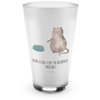 Mr. & Mrs. Panda Glas Katze Fressen - Transparent - Geschenk, Cappuccino Tasse, Katzenfan, Premium Glas, Hitzebeständig