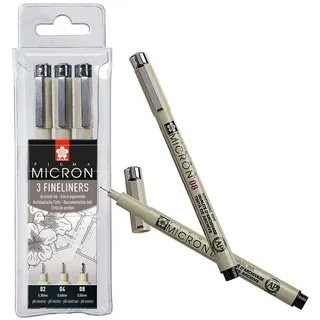 Sakura POXSDK3 Fineliner PIGMA Micron 3er Etui, schwarz