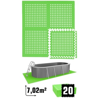 eyepower Bodenmatte 7 m2 Poolunterlage 20 EVA Matten 62x62 cm Set, Stecksystem rutschfest Grün grün
