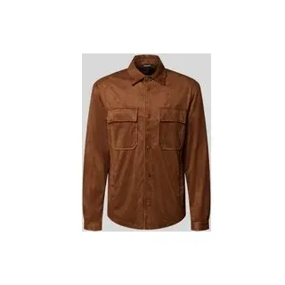 Regular Fit Hemdjacke in Leder-Optik Modell 'Dakar', Camel, 54