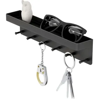 UE Stock Schlüsselbrett Schlüsselbrett Schlüsselhalter Ablage mit 6 Haken Selbstklebend Scwarz, Perfekt überall dort, wo Ordnung gefragt ist! schwarz