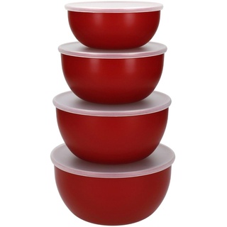 KitchenAid - Salatschüsseln, 591 ml, aus Kunststoff mit Deckel, rot, 4er Set