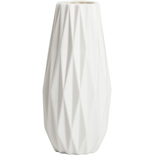 Moderne, einfache Keramik-Vase, getrocknet, modern, abgewinkelt, Steingut, Heimdekoration, Blumenvase, 19 cm, Weiß