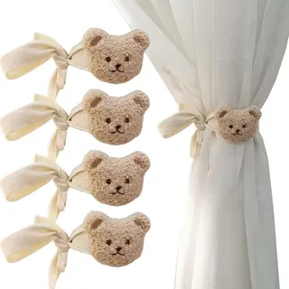 Raffhalter Für Gardinen, 4 Stück, Bären-förmige Raffhalter Für Kinder, Gardinenhalter Aus Baumwolle, Gardinenzubehör, Dekoration Für Kinderzimmer