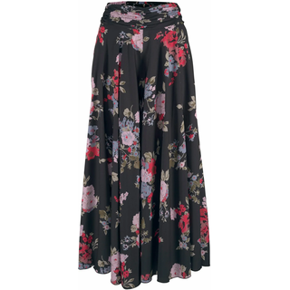 Hosenrock LASCANA "mit extra weitem Bein", Damen, Gr. 42, schwarz (schwarz, bedruckt), Web, Obermaterial: 100% Polyester, bedruckt, figurumspielend lang, Röcke, mit Blumenprint, Culotte, weites Bein, luftige Sommerhose, Schlupfhose
