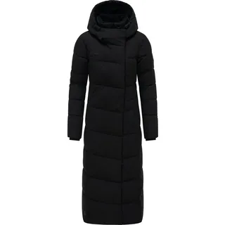 Ragwear Damen Wintermantel Warmer Steppmantel extralang, wasserdicht und atmungsaktiv Pavla Extralong Black Gr. L - L