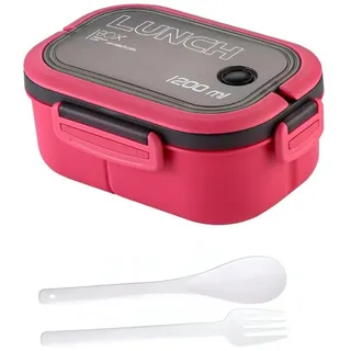 WS-Trend Lunchbox 3-teiliges Kinder-Lunch-Set – Brotdose 1200 ml mit Doppel-Fächer Be, (3-tlg) rot