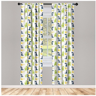 Gardine Vorhang für Wohnzimmer Schlafzimmer Dekor, Abakuhaus, Microfaser, Dinosaurier Glücklicher Cartoon-Dino bunt 150 cm x 225 cm