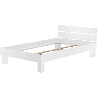 Erst-Holz®Einzelbett Buche-Bettgestell Weiß Massiv 120 x 200 Bettrahmen