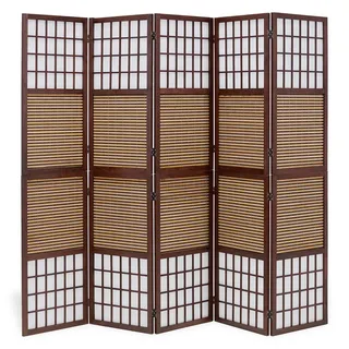 Homestyle4u Paravent Braun Holz 220x175x2 cm