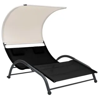 LVHUIDEH Doppel Sonnenliege mit Sonnendach, Outdoor Liegestuhl for 2 Personen, Ergonomische Design, Sonnenbett, Wetterfest, Gartenliege für Patio/Strand/Terrasse/Pool, 190 x 137 x 158 cm