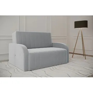 MOEBLO Kindersofa aus Samt MONTANA 120, Schlafsessel Sofa Sessel Jugendsofa Schlafsofa 2-Sitzer Gästebett mit Schlaffunktion, mit Bettkasten, mit Relaxfunktion grau