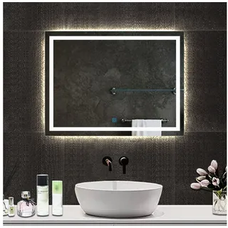 duschspa Badspiegel Badspiegel mit Beleuchtung 80x60 cm Wandspiegel, Touch Beschlagfrei